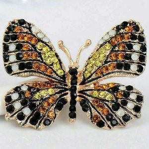Sparkling MONARCH Butterfly Rhinestone Brooch